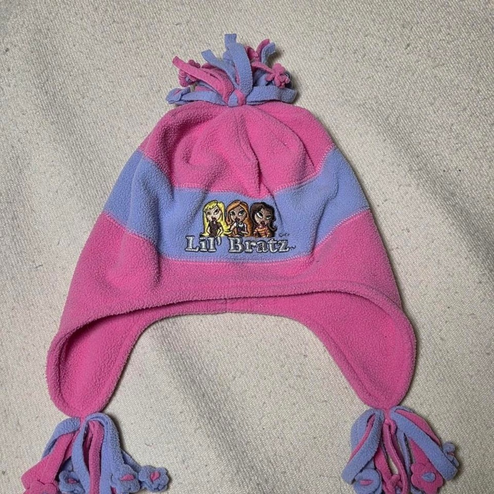 Bratz Striped Beanie Hat Pom Pom NWT Retro Y2K Colors One Size